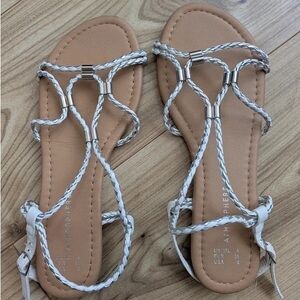 Atmosphere Beige and White Braided Sandals